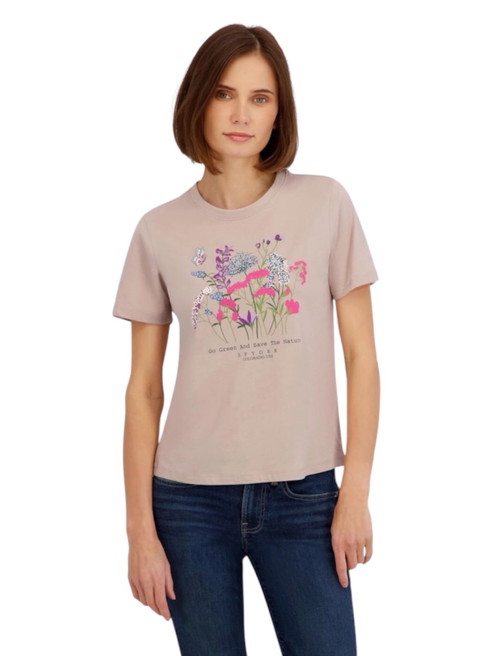 Spyder Floral Eco Friendly Graphic Short Sleeve T-Shirt, Women's Large, NWT